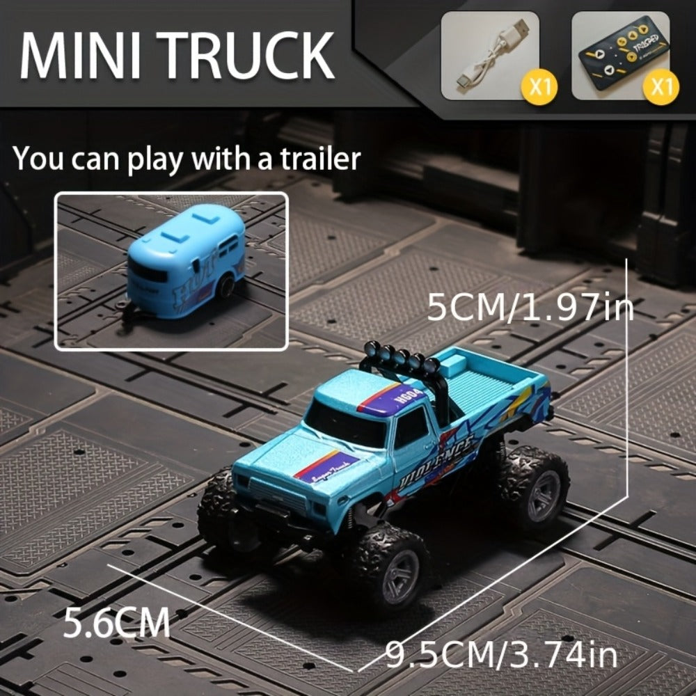 1:64 Scale Mini RC Off-Road Truck with Shock Absorbers, Alloy Body