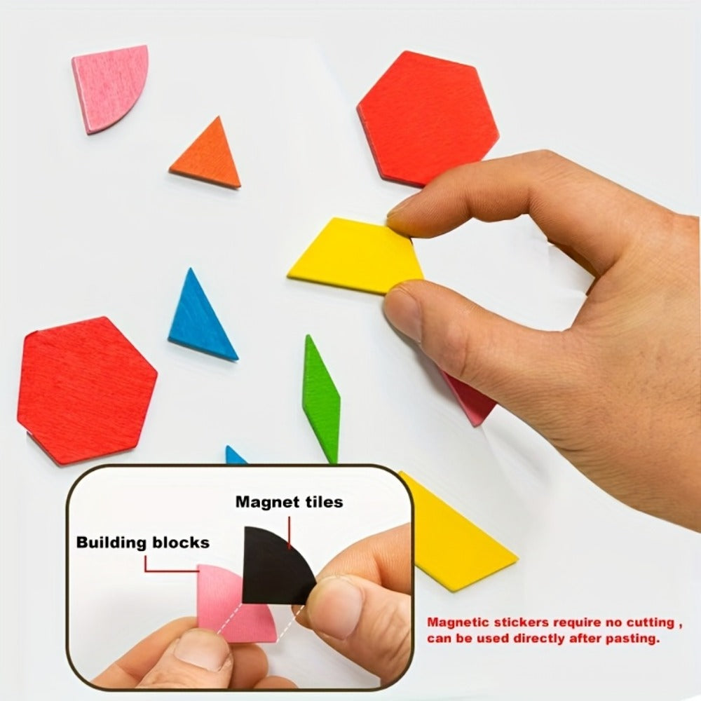 Magnetic Wooden Puzzle Board for Kids – 128/180/220/280 PCS Geometric Shape Recognition & Logical Thinking Toy, STEM Montessori Educational Gift for Boys & Girls Ages 3 4 5 6 7 8