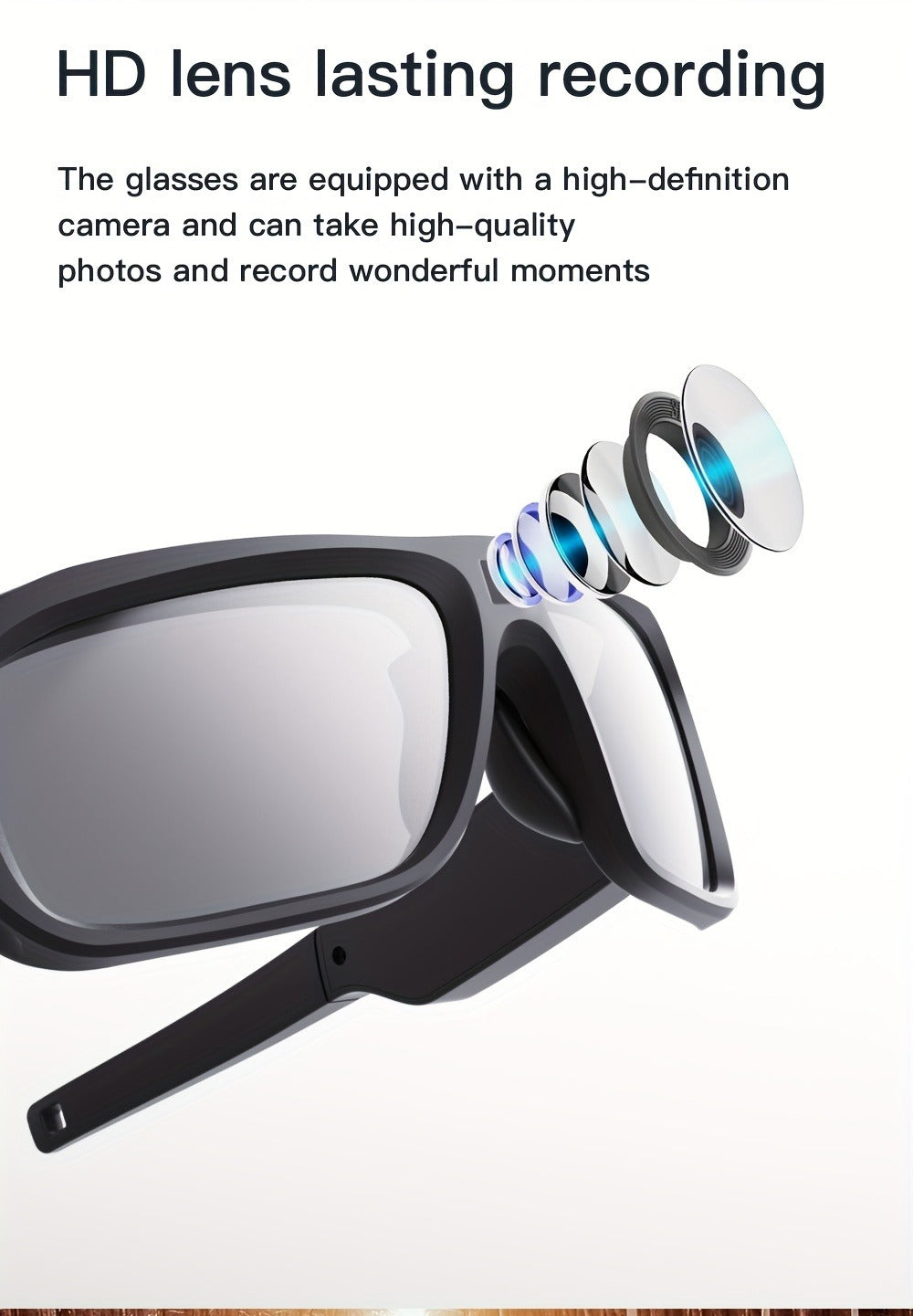 4K Camera Glasses UHD Sports Action Cam - 2-Hour Recording, Body Camera Wearable, Bike Running Cycling Recorder, Meeting Minutes, 3840x2160P 30fps, Optional 64GB, Models A31 A33 S36