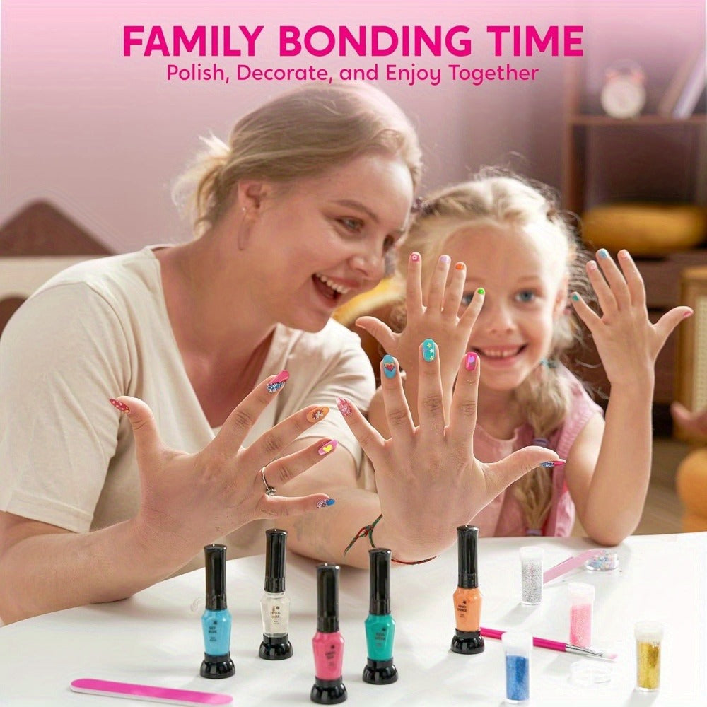 Kids Nail Art Kit with 220+ Stickers, Glitter & Polish Brush Pens