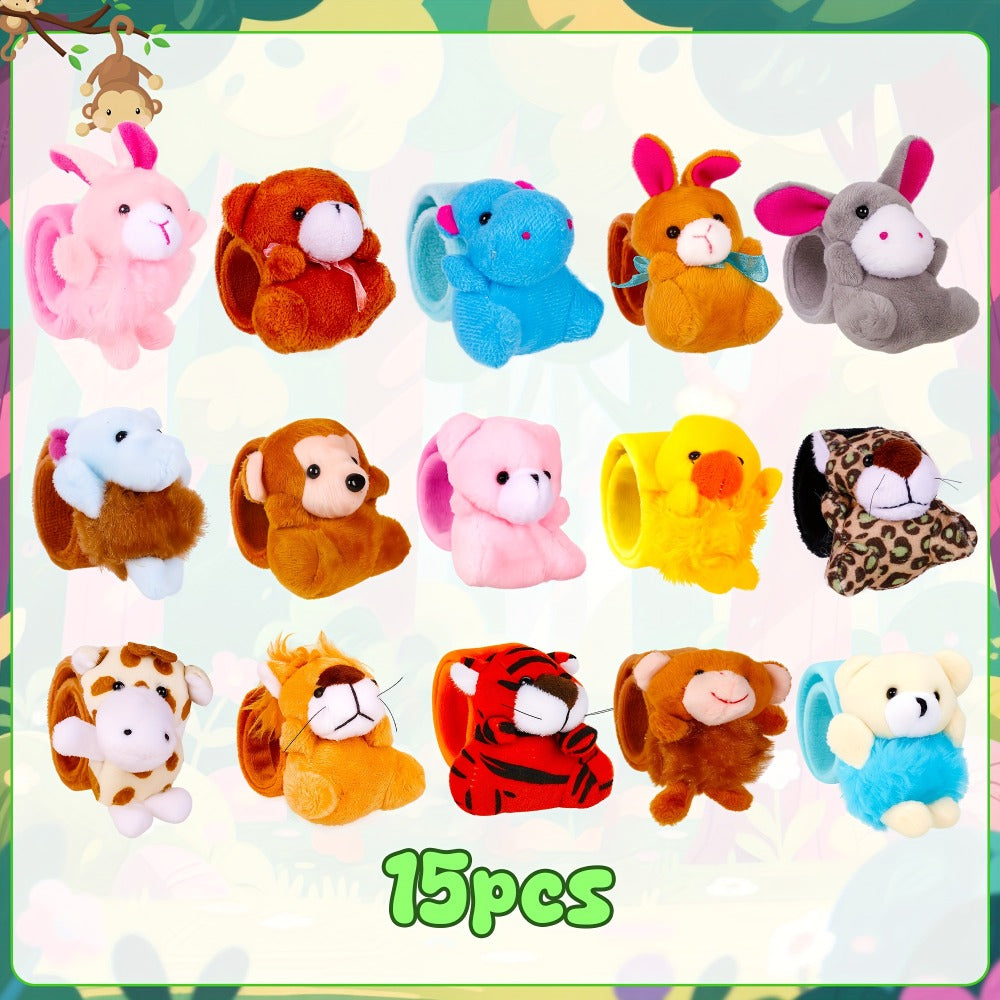 Stuffed Animal Slap Bracelets for Party Favors, 6 to 30-Piece Options
