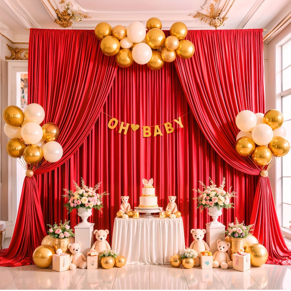 Elegant Fabric Backdrop Curtains 4pcs with Poles 59x85in Non-Transparent Wrinkle-Free Party Photo Backdrop for Wedding Birthday Bridal Shower Graduation Prom Christening Holiday Decor