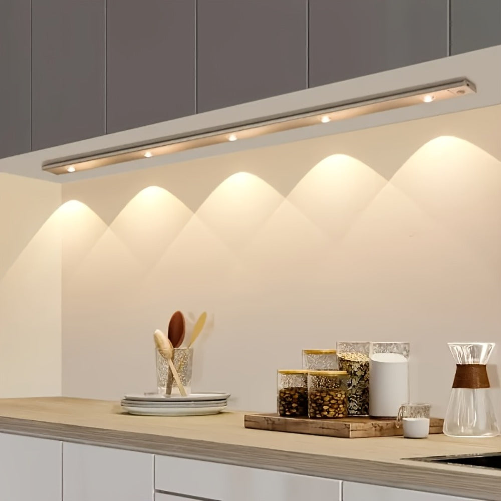 LED Sensor Strip Light USB Rechargeable – 3-Color Dimmable Motion Sensing Wireless Night Light for Kitchen, Wardrobe, Cabinet, Shoe Cabinet & Bedroom (20cm / 30cm / 40cm / 50cm)