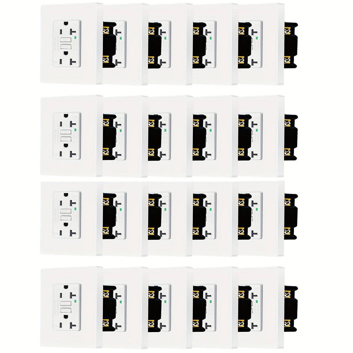 GFCI Outlet 20 Amp Tamper Resistant WR Weather Resistant with Wall Plate ETL Listed LED Indicator Test Reset Button Ground Fault Circuit Interrupter for Bathroom Kitchen Garage 2 4 6 10 20 Pack Black White