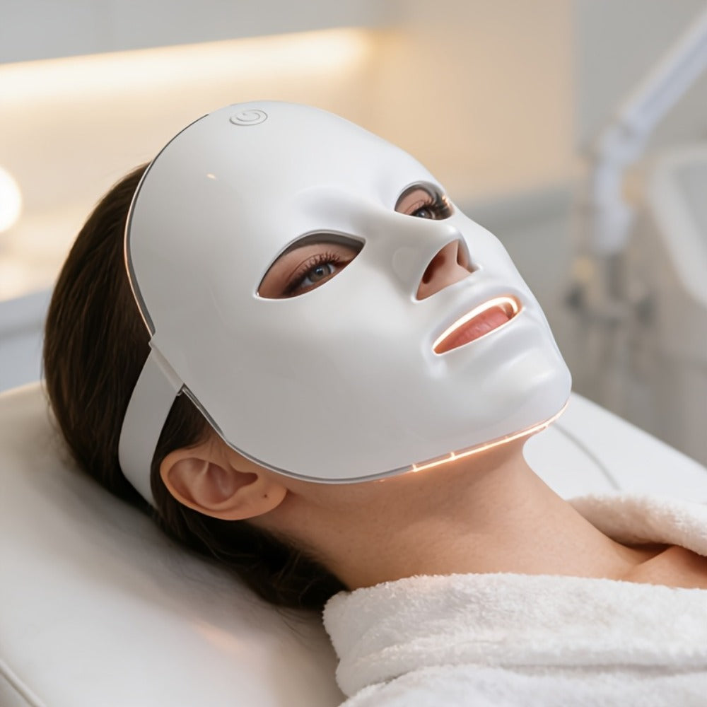 LED Light Therapy Facial Mask Device 7 Color Photon Skin Rejuvenation Face Care Beauty Tool USB Rechargeable Anti-Aging Wrinkle Acne Treatment Home Spa Gift