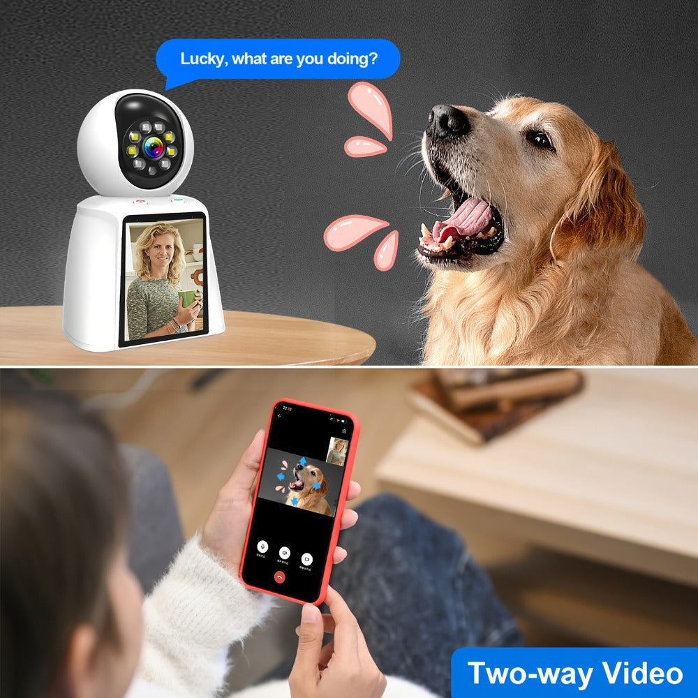 Pet Camera with 3-Inch Screen 1080P WiFi Indoor Home Security Camera for Baby & Kids Monitor, Video Calling, Two-Way Talk, 24/7 Recording & Motion Sensor Detection – Cat Dog Smart Surveillance with Speaker