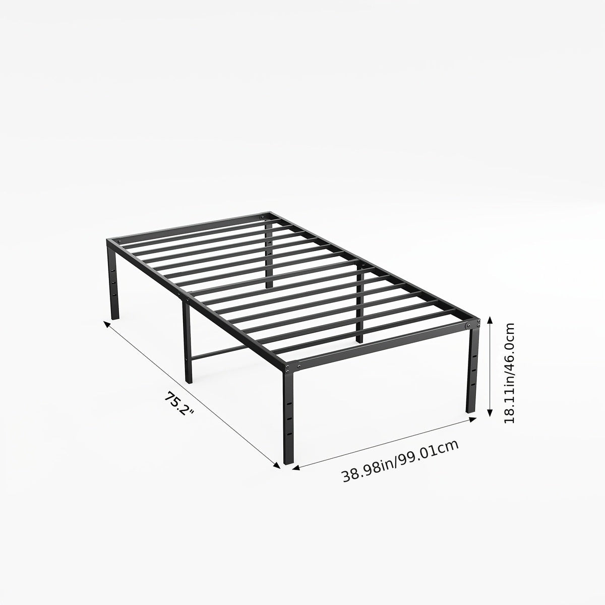 Bed Frame shown in the Twin (18IN) option