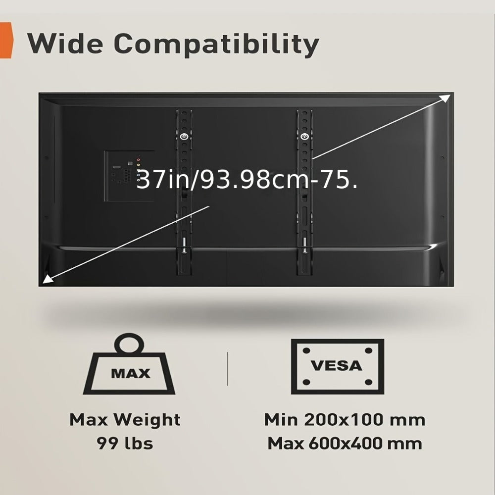 Ceiling TV Mount 37-75 Inch - 360° Swivel & Tilt Adjustable Bracket for Flat & Curved TVs up to 110 lbs, VESA 600x400mm, Stainless Steel, for Home Restaurant Gym