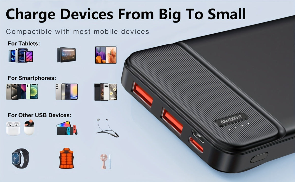 5V Heated Jacket Battery Pack 10000mAh PD 22.5W Quick Charge Portable Power Bank for Heated Vest Heated Gloves Heated Clothes Smartphone Tablet Outdoor Winter Camping Skiing Travel