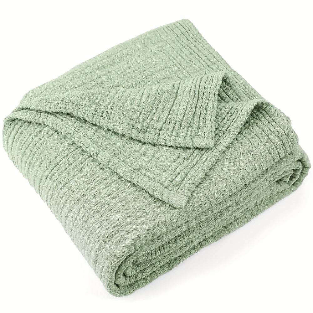 Muslin Blanket 100% Cotton 6-Layer – Breathable Soft Gauze Throw for Couch & Bed, All Season, Machine Washable, 13 Colors, 5 Sizes
