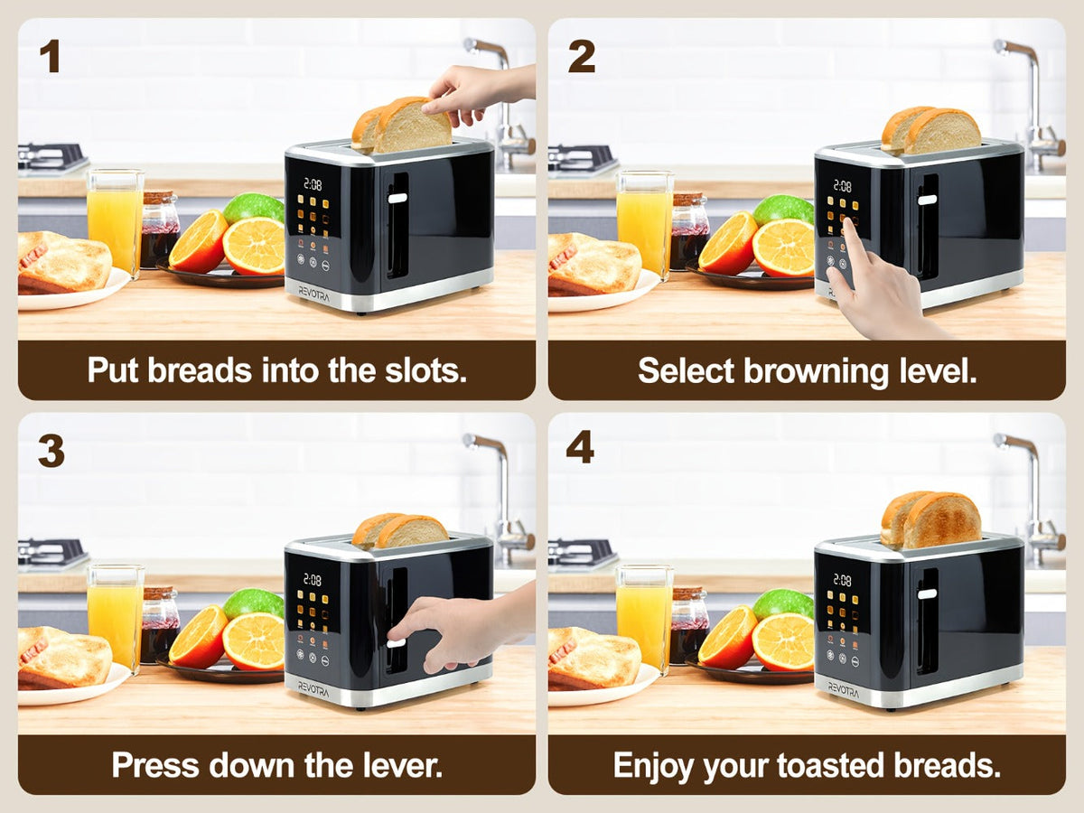 Stainless Steel Toaster 2 Slice with LED Display & Extra Wide Slots – 6 Shade Settings, Defrost Reheat Cancel Functions, Removable Crumb Tray, Compact Design for Bagels, Waffles & Bread