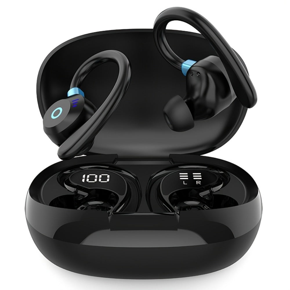 Hi-Fi Stereo Wireless Earbuds LED Digital Display Touch Control Noise Canceling Fast Charging Gaming Sport Headset Lightweight In-Ear Earphones for Commute Gamers iOS Android Black Blue White