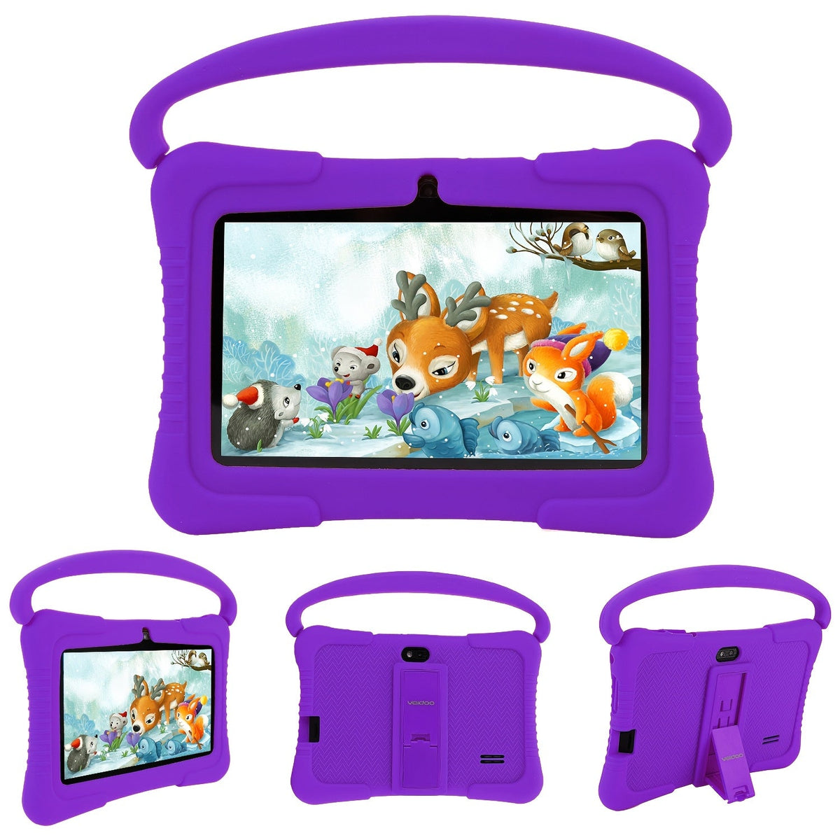 Veidoo Kids Tablet 7 Inch Android Eye Protection Screen Parental Controls Drop-Proof Silicone Case Dual Camera Educational Games WiFi 1GB 16GB 2GB 32GB Children Learning Tablet Pink Blue Purple