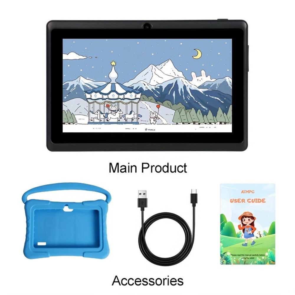 Educational Kids Tablet 7 Inch Android 14, Eye Protection Screen Parental Control GMS Certified, 2GB RAM 32GB ROM 2.4G Wi-Fi, Shockproof Case Dual Camera Pre-Loaded Learning Apps & Games, Children Tablet for Ages 3-12 – Blue Red