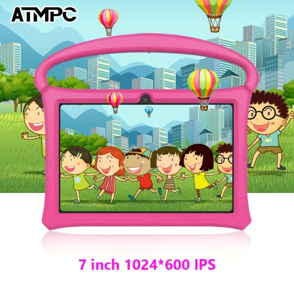 Kids Tablet 7 Inch Android 14, 4GB RAM 32GB ROM, Eye Protection HD Touchscreen, Drop-Proof Silicone Case, Parental Controls, WiFi Learning Tablet for Boys & Girls, Educational Gift for Toddlers Ages 3-12, Dusty Rose