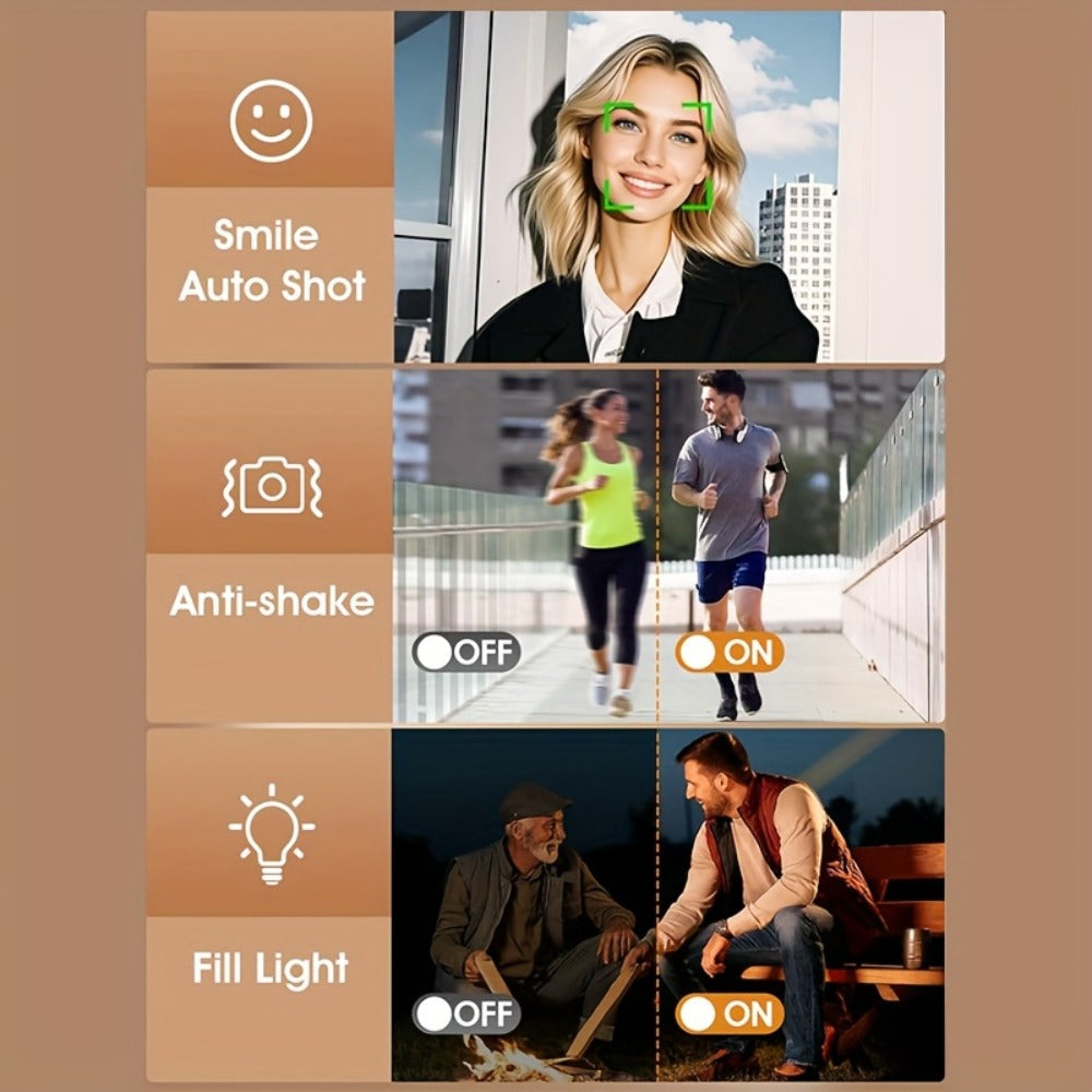 4K Dual Screen Digital Camera 18X Zoom Vlogging Camera with Anti-Shake 64GB Card & 2 Batteries – Selfie Point and Shoot Camera Gift for Friends Family