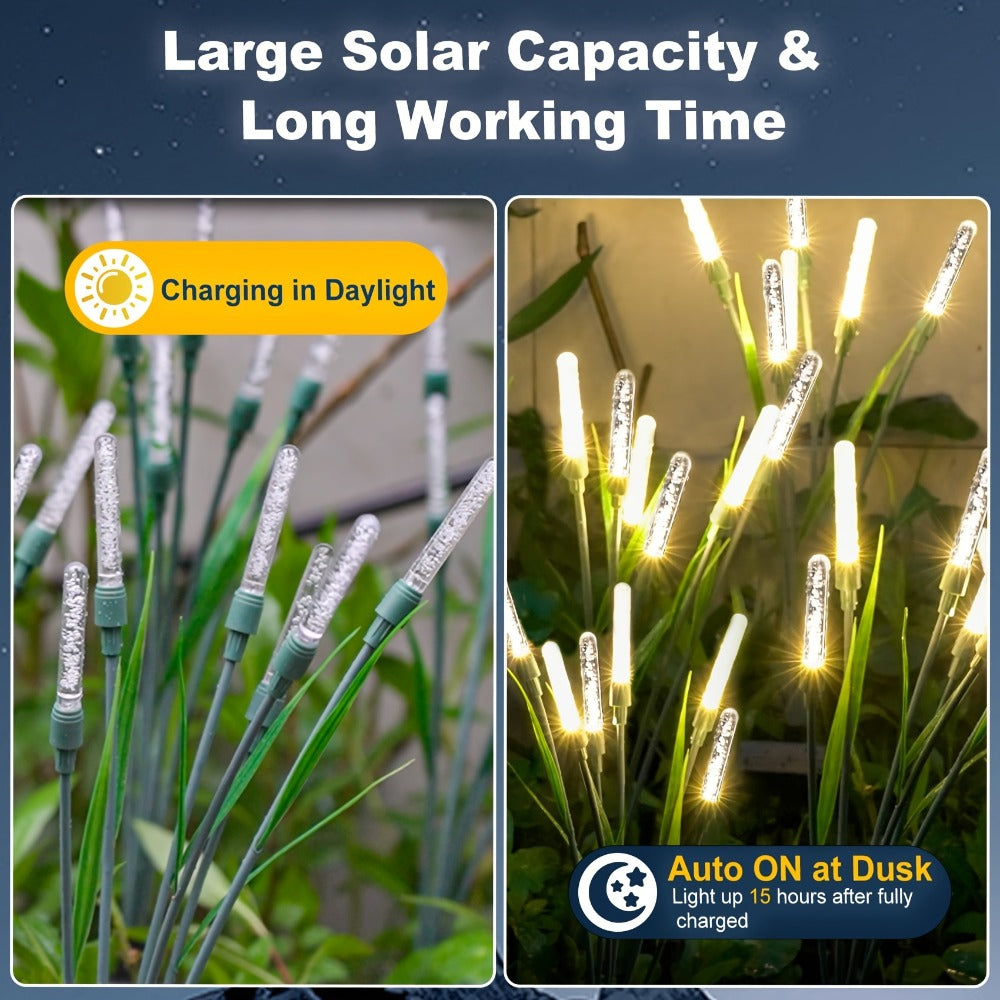 Solar Bubble Pathway Lights Outdoor 4 Pack – IP44 Waterproof Acrylic Reed Stake Lights Auto On/Off Dusk to Dawn | Warm White Solar Powered LED for Garden, Yard, Driveway, Walkway & Patio Decor