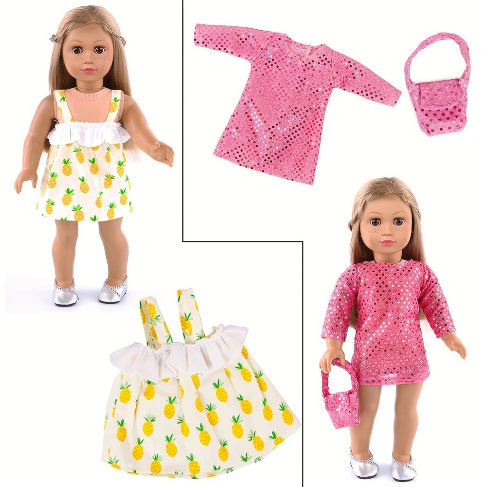 10-Outfit Clothes Set for 18-Inch Dolls with Easy On-and-Off Closures