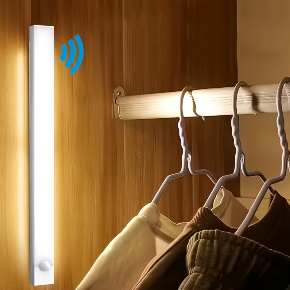 Rechargeable Motion Sensor LED Night Light 6 Pack - 400mAh USB, 3 Brightness Levels, Wireless Stick-On Bar for Cabinet, Stair, Bedroom, Kitchen & Hallway (3.94" / 7.87" / 11.8", 3 or 6 Pack)