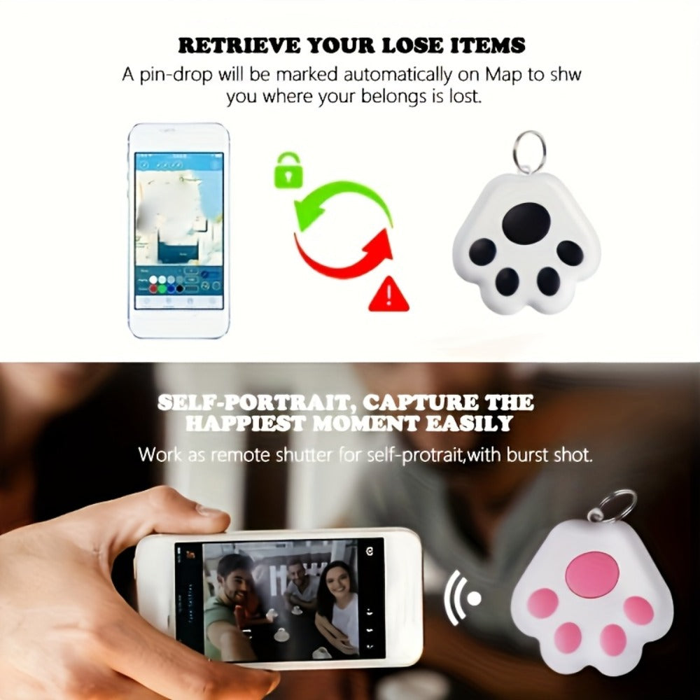 Dog Paw Smart Tracker Anti-Lost Positioning with Recording & Shutter Control – Cute Pet Accessory for Dogs & Cats, 2/4/6 Colors Available, Lightweight Clip-On Design