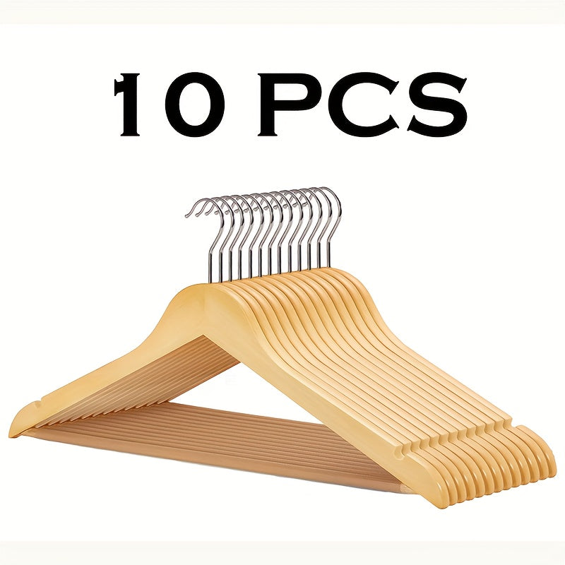 Solid Wood Clothes Hangers Heavy Duty – 10/20/30 Pack Champagne Sturdy Wooden Coat Hangers for Jackets, Dresses & Heavy Coats | Space-Saving Wardrobe Hangers for Home, Office & Hotel Closet Organization