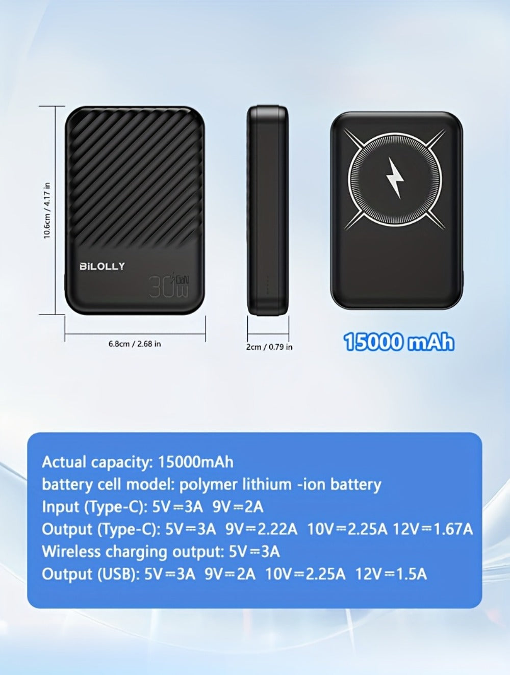 15W Magnetic Wireless Power Bank 5000 10000 15000mAh – 30W PD Fast Charging, MagSafe Compatible Battery Pack for iPhone 17 16 15 14 13 12 Pro Max Mini, Wired Charging for Android Samsung