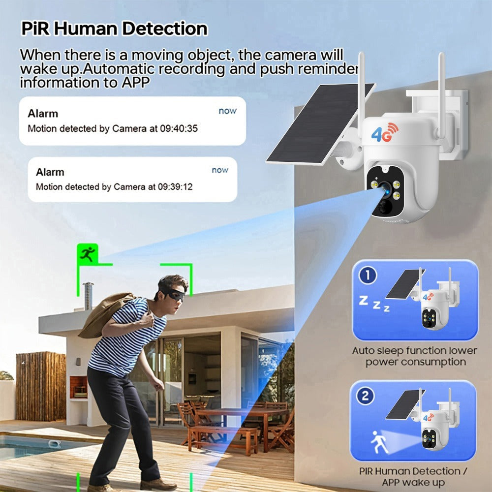 Solar Security Camera 4G Outdoor – AI Smart Alarm, Solar Powered, No WiFi & Wire-Free, 4G LTE Surveillance Camera for Farm, Villa, Ranch & Remote Property Security (TBG12)