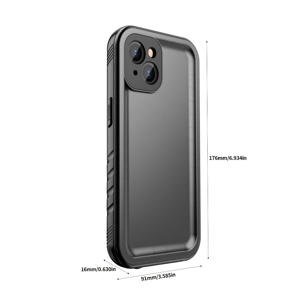Waterproof iPhone Case with Built-In Screen Protector Transparent Matte Full Body PC+TPU Shockproof Dustproof Underwater Cover for iPhone 15 14 13 12 11 Pro Max Plus Mini SE – Black Blue Pink