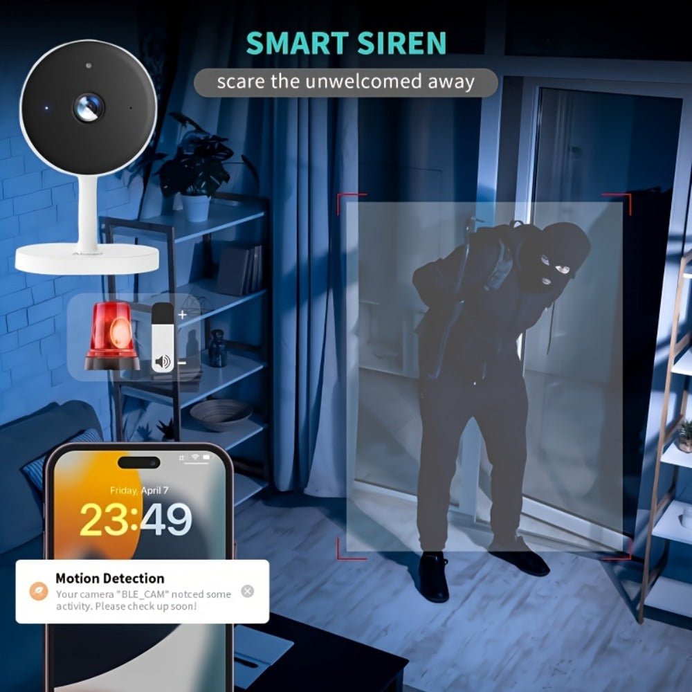 2K 3MP Card-Style WiFi Security Camera Indoor 5G & 2.4G Dual Band Night Vision Motion Detection Two-Way Audio Alexa Google Home Compatible Cloud & SD Card Storage CW1303