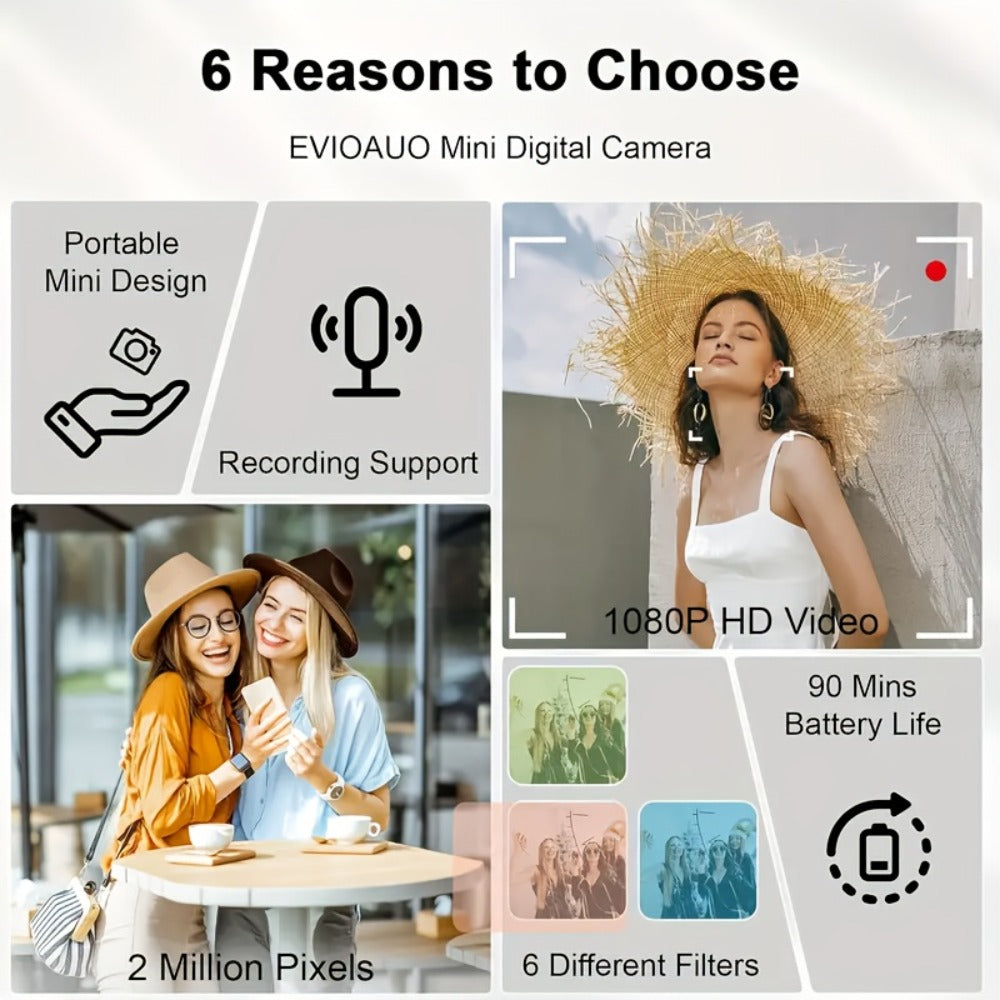 Keychain Mini Digital Camera 16X Zoom Autofocus & Shock-Proof | 2.8-Inch Screen Point-and-Shoot Cam for Travel & Vlog – Ideal Birthday Gift for Adults, Friends & Beginners