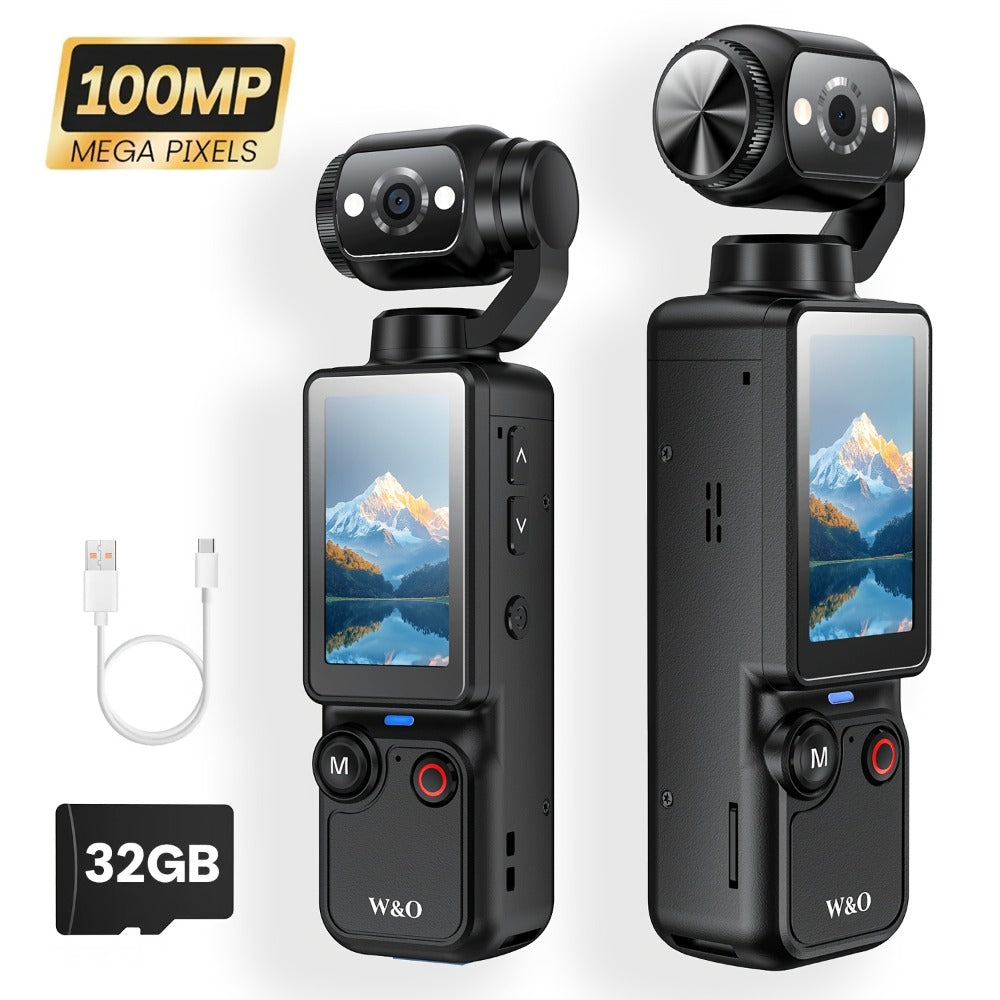 UHD Pocket Camera with 180° Rotating 1.9" Screen, 2000mAh Battery, Webcam Function, USB-C Charging, 32GB Memory Card Included, Mini Compact Camera for Outdoor Sports Cycling Travel Vlogging