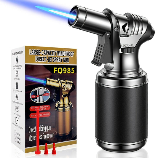 Kitchen Butane Torch with Adjustable Jet Flame, Safety Lock & Refill Adapters
