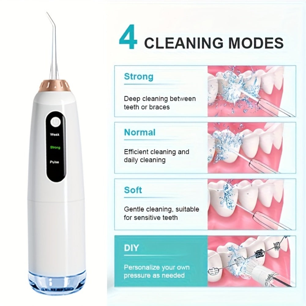 Water Flosser Oral Care Kit – 3-Mode Portable Electric Dental Cleaner, USB Rechargeable, 4-Function Nozzle, Tooth Whitening Device & Electric Toothbrush Set for Travel & Home Use