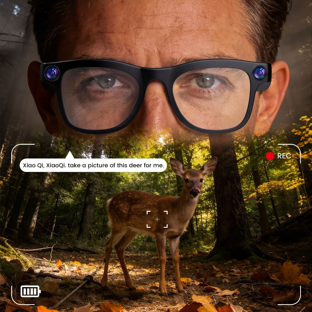 AI Smart Glasses Real-Time Voice Translation 100+ Languages - 2MP HD Camera, Bluetooth Calling & Music, Hands-Free Recording, Black & Clear Lens, Wearable Tech