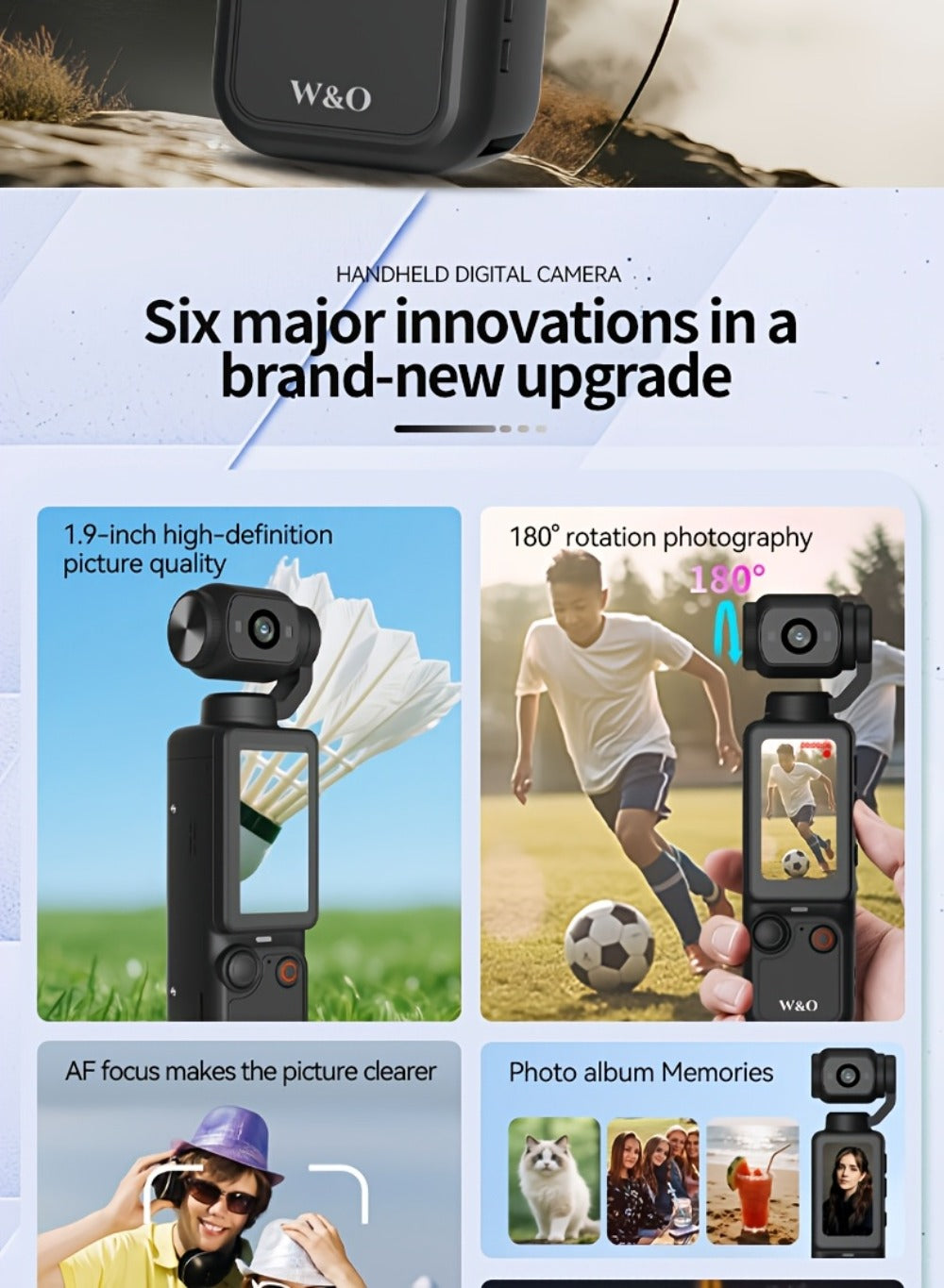 4K Pocket Camera with 180° Rotating Lens, 100MP, 2000mAh Battery & 32GB Card – 1.9" Screen, USB-C Charging, Webcam Function, Mini Compact Cam for Outdoor Sports, Cycling & Vlogging