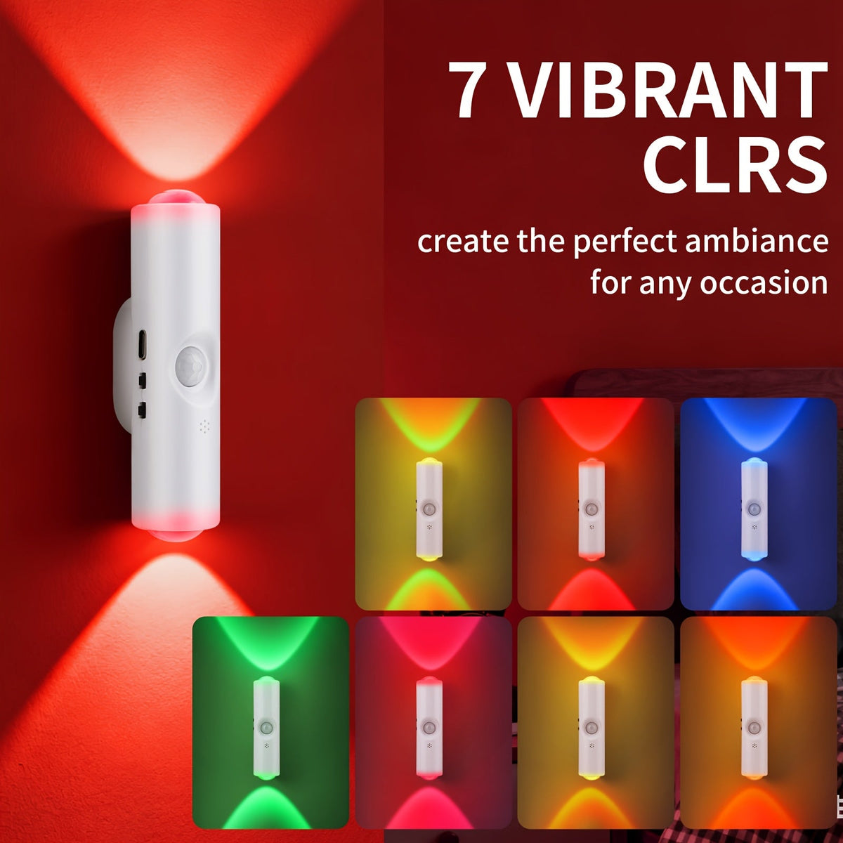 RGB Magnetic Night Light LED Ambient – Multi-Color Motion Sensor, No-Drill Magnetic Install, Long Battery Life for Living Room, Bedroom, Hallway, Stairs & Bar (1pc or 5-Pack)