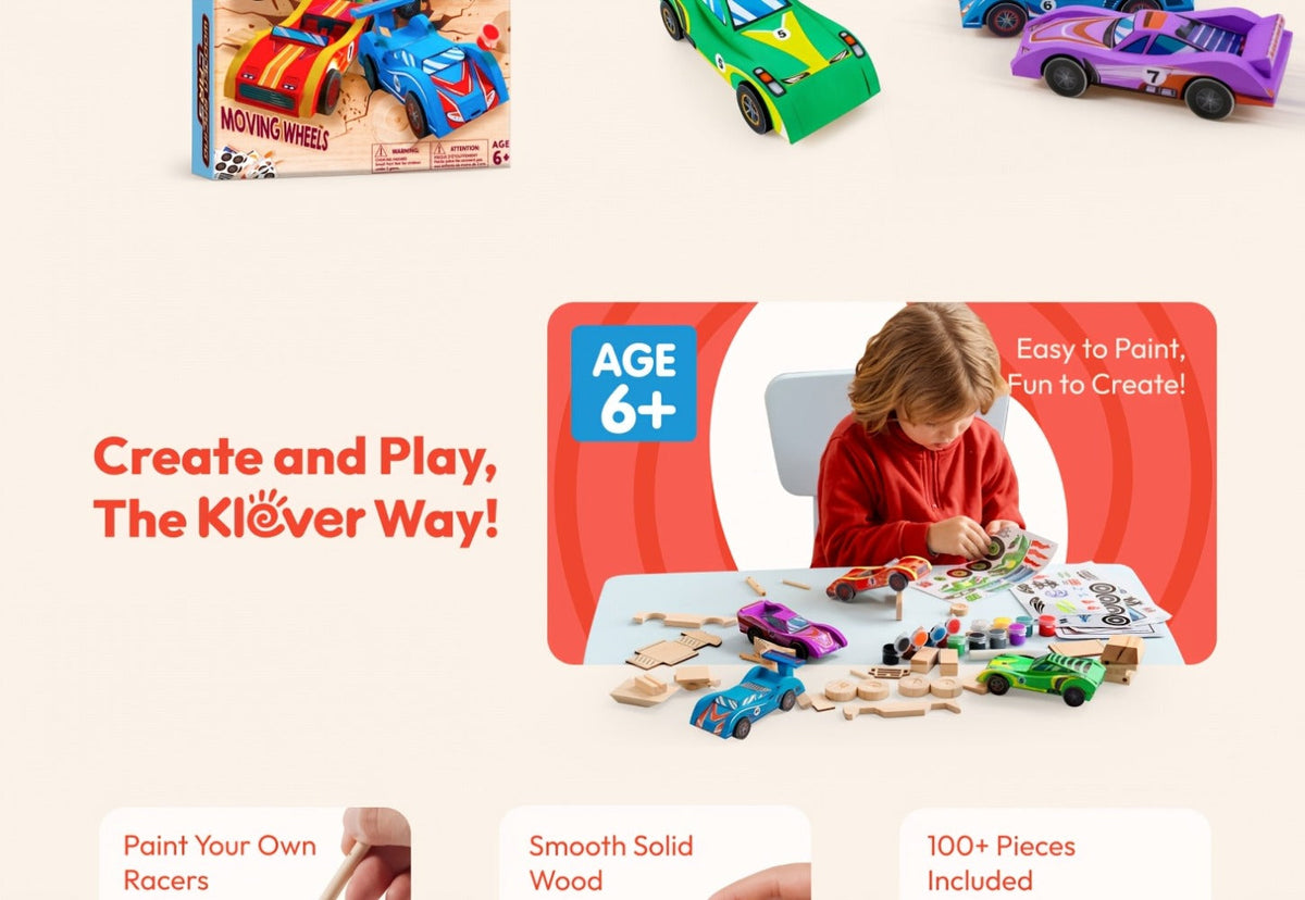 DIY Wooden Race Car Kit, 4 Cars to Build and Paint for Kids Ages 8+