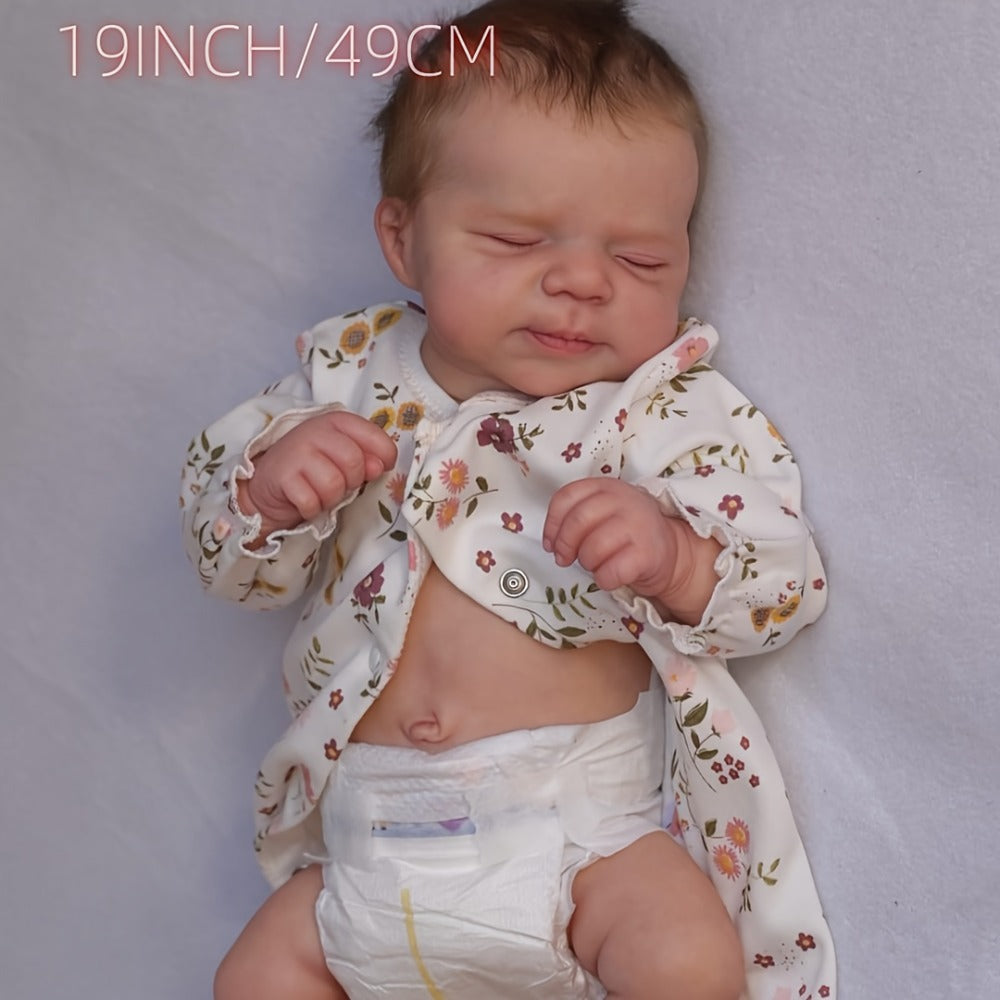 19-Inch Full Vinyl Reborn Baby Doll with Rooted Hair and Accessories