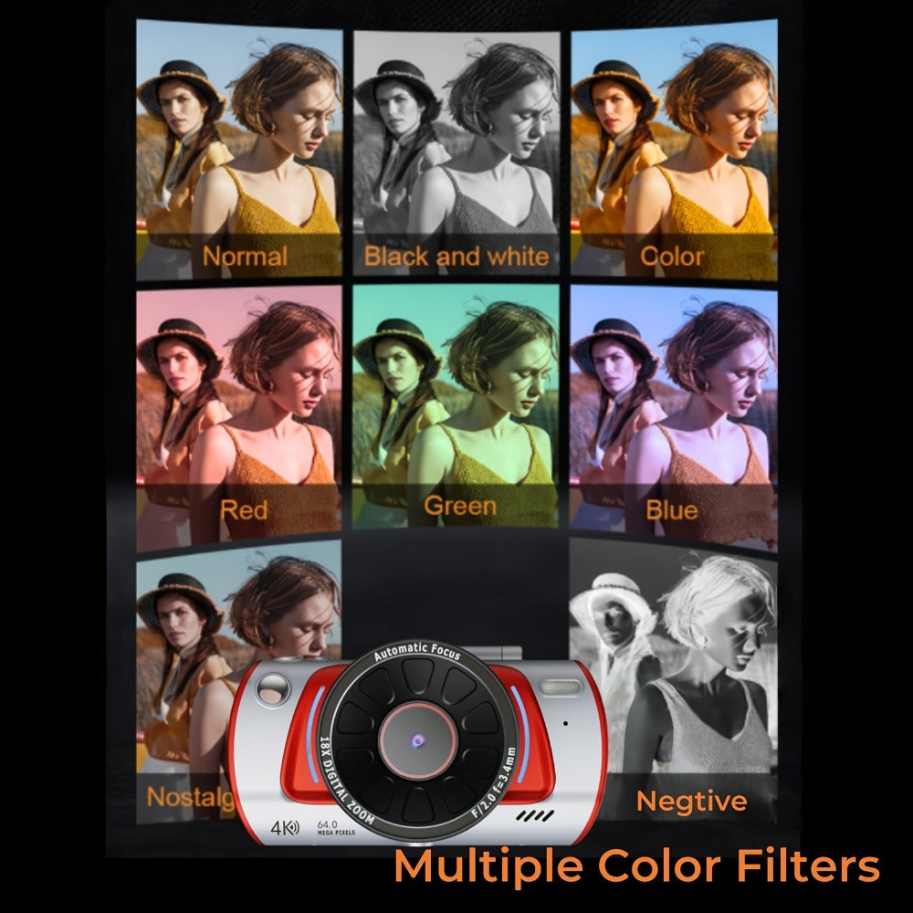 4K Vlogging Camera 48MP Digital Camera with WiFi 3" 180° Flip Screen 16x Zoom Auto Focus Anti-Shake Built-in Fill Light for YouTube Live Streaming Beginners with 32GB SD Card