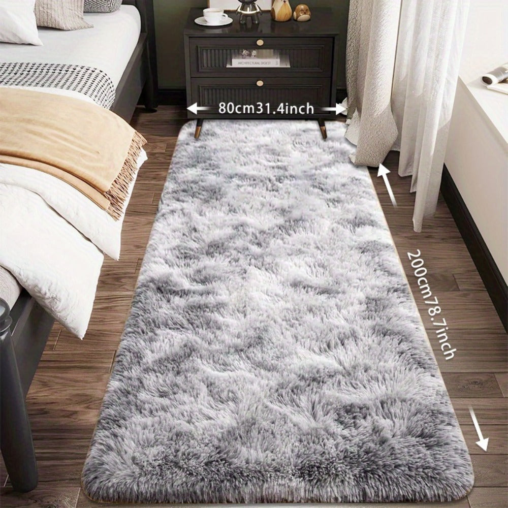 Tie-Dye Plush Fluffy Mat Absorbent Non-Slip – Luxury Soft Bathroom Rug for Living Room & Bedroom, Modern Home Decor Floor Mat, 31.5x78.7 in – Light Grey, Dark Gray, Light Pink, Black