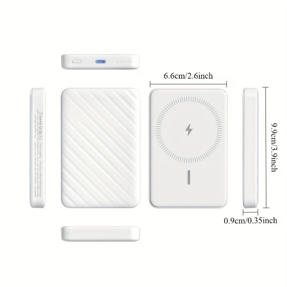 Travel Magnetic Wireless Power Bank 5000mAh 15W Fast Charging – Slim MagSafe-Compatible Portable Charger for iPhone 16 15 14 13 12 Pro Max Plus, Business & Emergency Battery Pack for On-the-Go Use
