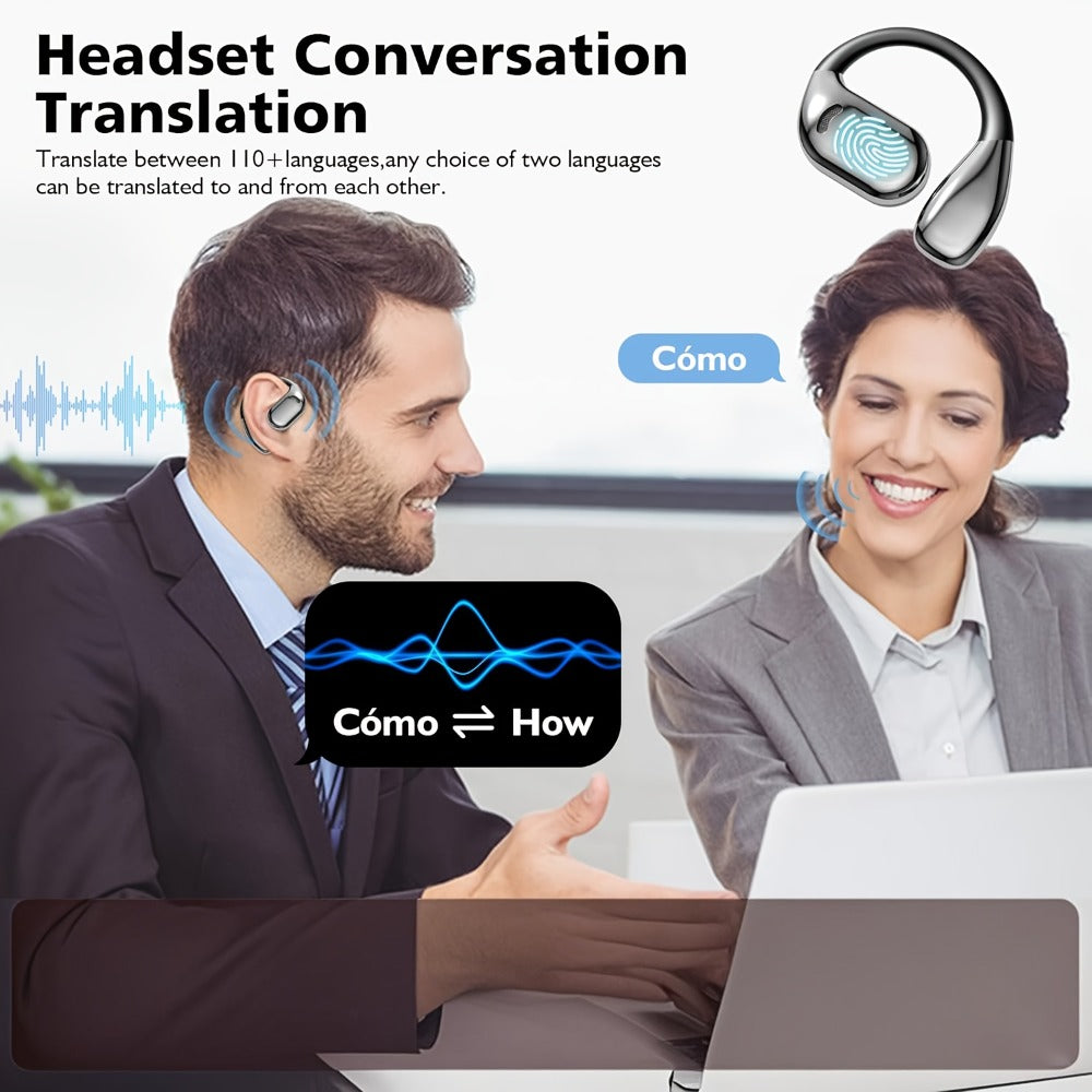 Bone Conduction AI Translation Earphones 156 Languages 3-in-1 Real-Time Wireless Headphones for Travel Business Learning Black Beige Dark Blue Green