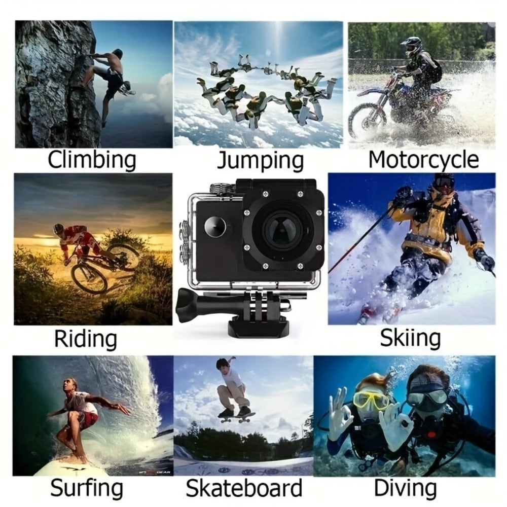 1080P Waterproof Action Camera for Kids & Beginners – 170° Wide Angle, 2" LCD, 90-Min Battery, Accessory Kit for Swimming, Cycling, Rock Climbing & Outdoor Sports Gift