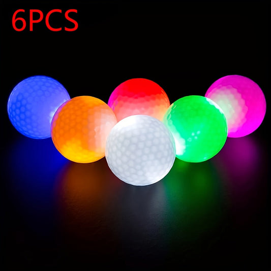 LED Golf Balls, Impact-Activated 6-Pack with Six Colors for Night Play