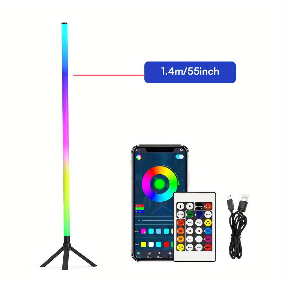 RGB Tube Light with Stand – Smart App & Remote Control, Music Sync Color Changing, Timing, USB Powered for DJ Lighting, Photography, Dance Club, Game Room & Festival (1 or 2 Pack)