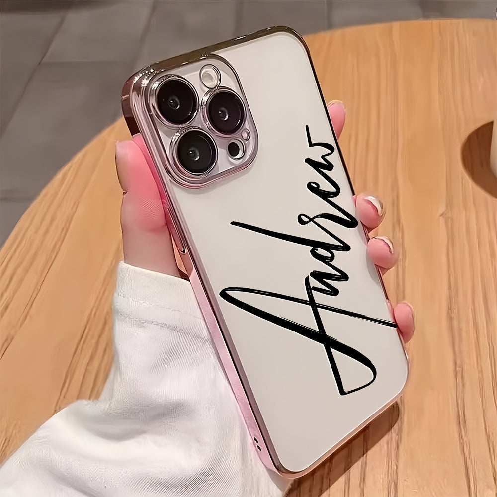 Custom Name Calligraphy Phone Case Personalized Transparent DIY Gift for iPhone 17 16 15 14 13 12 11 Pro Max Plus Air & Samsung Galaxy S25 S24 S23 S22 Ultra Plus