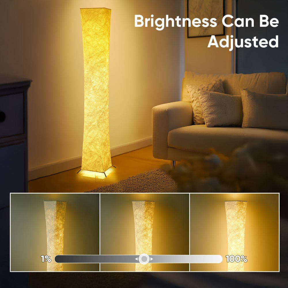 LED Floor Lamp 52 Inch Modern – Adjustable 3000K Warm Light with Remote Control, USB Port, Matte Metal Finish & Tyvek Shade for Bedroom, Living Room & Game Room Space Decor