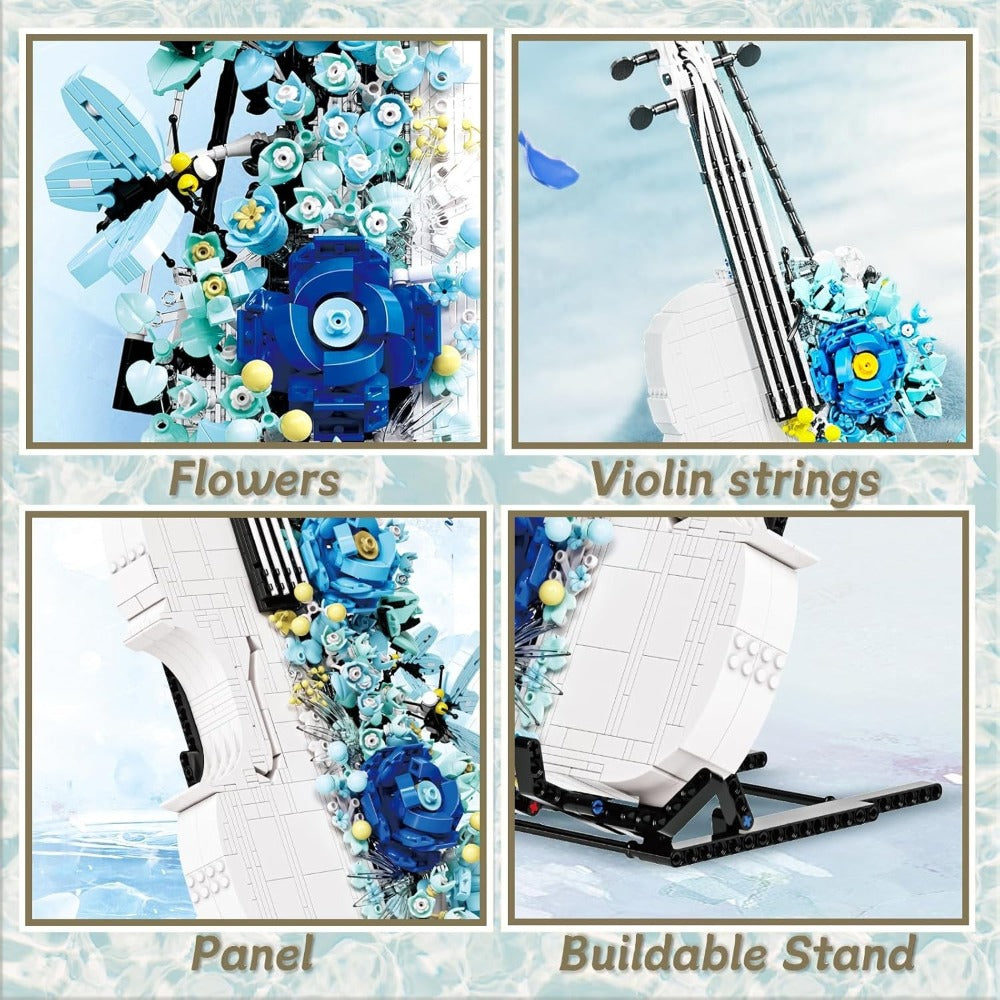 Flower Violin Building Block Set, 1,419-Piece 3D Model
