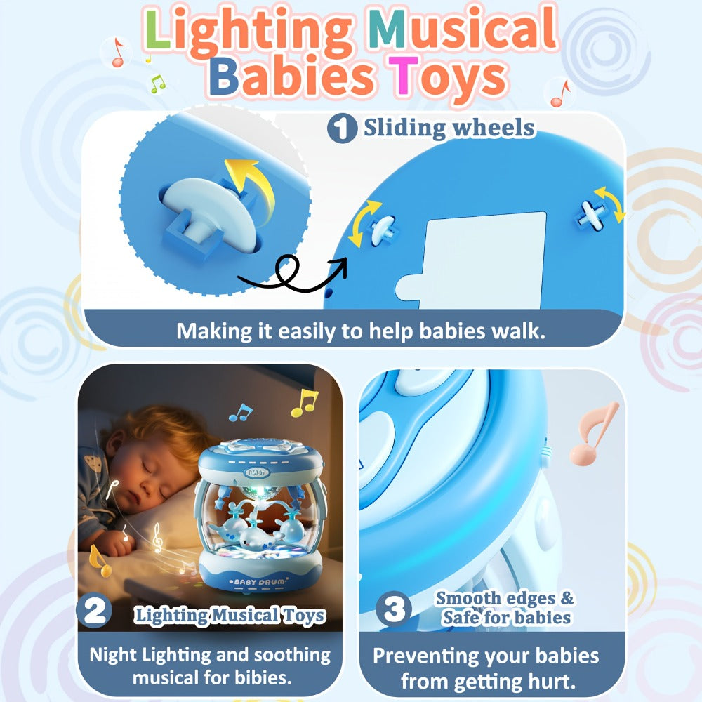 Baby Rotating Projector Music Toy 3 Months+ – Interactive Animal Sounds & Lights, Multi-Functional Sensory Learning Toy for Infants, Party Music & Motor Skills Development Gift for Boys & Girls