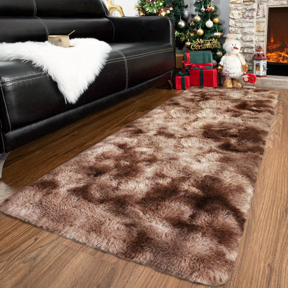 Tie-Dye Shaggy Fluffy Area Rug Non-Slip Machine Washable – Soft Plush Fuzzy Carpet for Bedroom, Living Room, Hallway & Dorm – 6 Colors, 4 Sizes: 2x6, 3x5, 6x9, 8x10 Ft